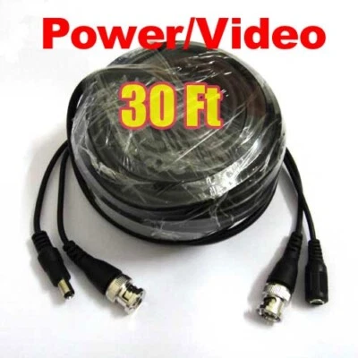 10M Video Power CCTV Cable 30ft With BNC Male extension cord For Security Camera - Image 1 of 3