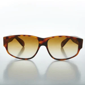 Wide Rectangular Mod Vintage Sunglasses Matte Tortoise - Fez - Picture 1 of 3