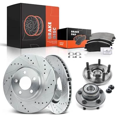 Rotor perforado delantero y pastilla de freno + cojinete de cubo de rueda para Dodge Magnum Challenger Foto 1 de 4