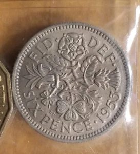 UK Great Britain 1953 ~ 6 Pence OMN Coin KM# 889 ~ UNC - Picture 1 of 3