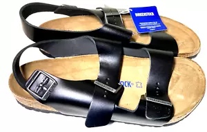 Sandalia Birkenstock Milano BS Amalfi Negra Talla 11 Cuero Correa al Tobillo Cama Suave - Imagen 1 de 8
