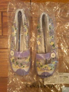 NUEVOS ZAPATOS INFORMALES DE LONA CON FLORES MORADAS LANDS END MARY JANE PARA DAMAS LINDOS TALLA 7 - Imagen 1 de 1