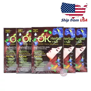OK HERBAL Color Care Shampoo Dark Brown Color Grey Covering Shampoo 30ml pack 12 - Picture 1 of 2