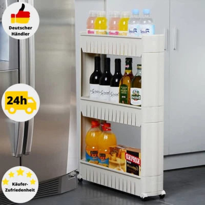 Nischenregal Küche Küchenregal Nischenschrank Bad Rollwagen Nischenwagen Weiß - Bild 1 von 4