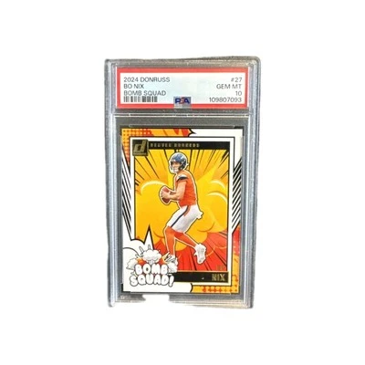 2024 PANINI DONRUSS BOMB SQUAD #27 BO NIX ROOKIE RC PSA 10 GEM MINT - Image 1 of 2