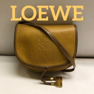 LOEWE Shoulder Bag Purse Anagram Leather Brown Authentic by JAPAN - Picture 1 of 24