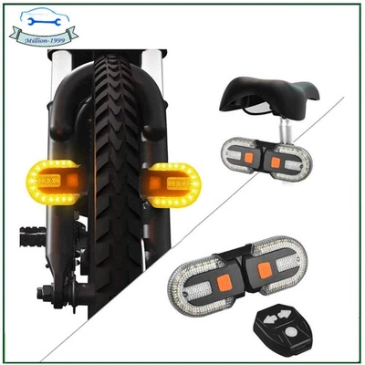 New USB Bike Tail Light Turn Signals Bicycle Safety Warning Lamp Remote Control - Image 1 of 4