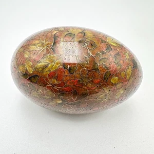 Egg Cloisonne Ceramic Enamel Decorative Floral Vintage 3.75"L 2.25"W - Picture 1 of 7