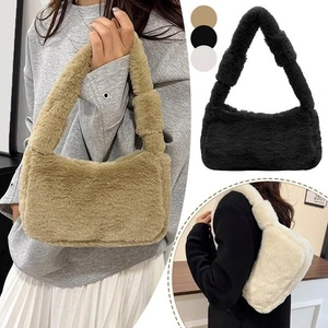 Plush Shoulder Bags for Femme Luxury Designer Soft Winter Ladies Clutch Purse - Picture 1 of 14