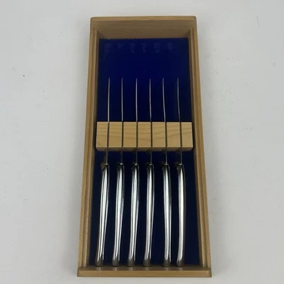 Juego de cuchillos para carne Carvel Hall vintage de 6 piezas de acero inoxidable EE. UU. con caja de madera Foto 1 de 4