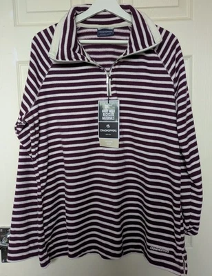 Craghoppers Natalia Fleece Top Size 18 Plum Stripe Half Zip Long Sleeve, BNWT - Image 1 of 4