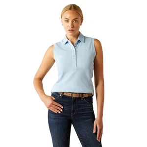 Ariat Prix 3.0 Sleeveless Polo Shirt Blue Bell - Picture 1 of 3