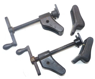 Juego de 2 abrazaderas de barra de madera antiguas herrajes INV18237 Foto 1 de 3