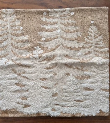 POTTERY BARN Frosted Tree Embroidered Pillow Cover-20"-OPEN BOX - Image 1 of 4