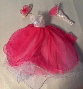 Vintage Barbie Hot Pink & White Ballkleid mit Ärmel & Hut - nur Kleid, ohne Puppe - Bild 1 von 9