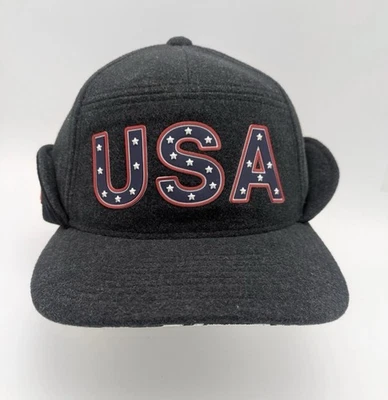 Snowboarding Team USA Volcom Earflap Hat Skiing Snowboard Olympic Gray L/XL - Image 1 of 4