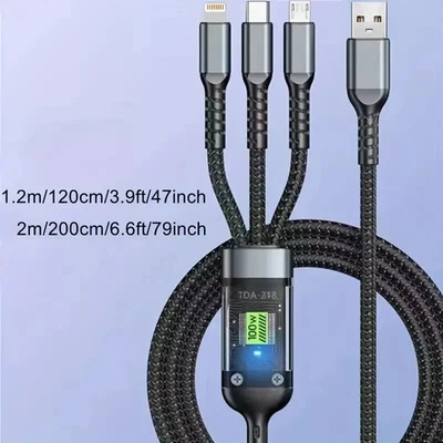 ANDROID 3 in 1 Fast Charging Cable Charger Cord For Type C Micro ✅ ANDROID ONLY - Image 1 of 4