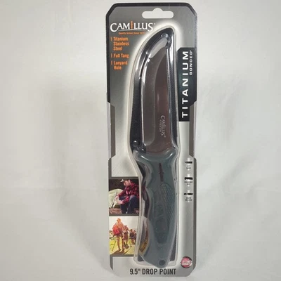 Camillus Fixed Knife 4.5" Stainless Steel Drop Point Blade Gray Rubber Handle - Image 1 of 3
