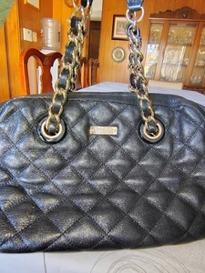 Kate Spade New York Black Quilted Leather Chain Shoulder Bag Gold Hardware Purse - Picture 1 of 12