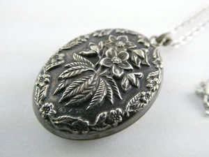 Vintage Sterling Silver Chain and Silvertone Metal Hollow Floral Pendant 24 Inch - Picture 1 of 13