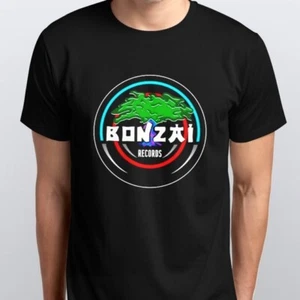 T-shirt Bonzai Records Techno Trance Hardcore tutte le taglie S,M,L,XL,2XL nero grigio - Foto 1 di 9