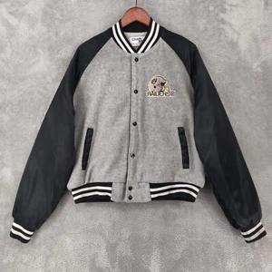 Vtg Los Angeles Raiders Satin Jacket Mens Large Chalkline Varsity Spellout 80s - Picture 1 of 22