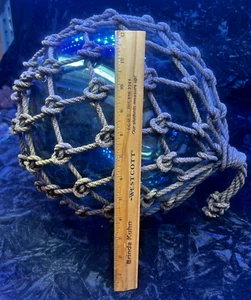 Glass Fishing Float Buoy Ball Vintage hand blown Large Blue-Green 12" Dia. WWII - Picture 1 of 10