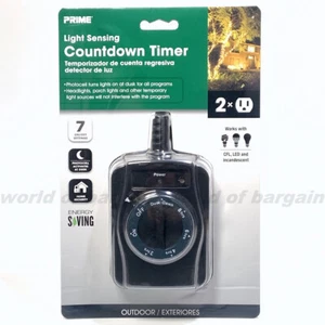 COUNTDOWN TIMER Light Sensing ON/OFF Dusk-Dawn Auto Power Outlet Christmas Light - Picture 1 of 2
