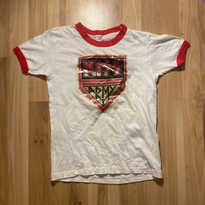 Vintage Kiss Army Concert T Shirt  1977 YOUTH L Hanes 70s Ringer Rare - Picture 1 of 5