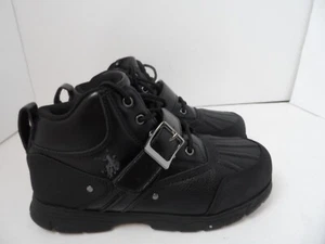 EE. UU. POLO ASSN Kedge Hombres Negro Cuero Sintético Negro al tobillo Zapatos - Talla 5M - NUEVO - Imagen 1 de 10