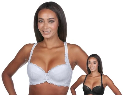 Alegro Innocent Lily Lace Overlay Lined Underwire Plunge Bra 9005B Black / White - Image 1 of 2