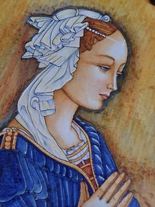 Vintage Deruta Gialletti e Pimpinelli Icon Wall Plaque Madonna of Lippi Majolica - Picture 1 of 14