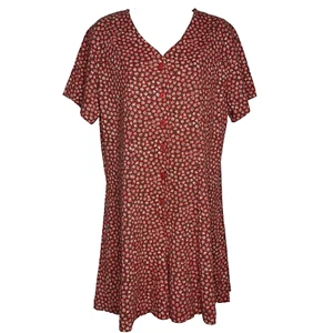 Vintage 80s 90s Katelyn Rose Red Ditsy Floral Tie Back Romper Playsuit Size L - Bild 1 von 8