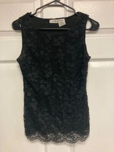 East5th Lined Black Lace Tanktop size XS, Beautiful Floral Pattern - Picture 1 of 3