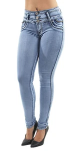 Women's Juniors / Plus Colombian Design Butt Lift Push Up Mid Waist Skinny Jeans - Picture 1 of 7