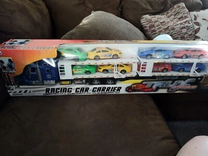 Sun-Mate Race Car Carrier Toy w/8 Cars For Storage & Play - Picture 1 of 10