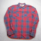 Nudie Jeans Shirt Mens Large Red Plaid Button Up Pockets Western Long Sleeve