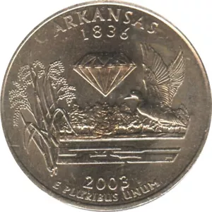 USA 1/4 Dollar Washington Quarter Arkansas 2003 D AU in a capsule - Picture 1 of 1
