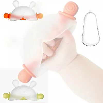 Mango de cabeza de conejo de silicona mordedor de dentición para bebé juguete para masticar sin BPA con caja Foto 1 de 3