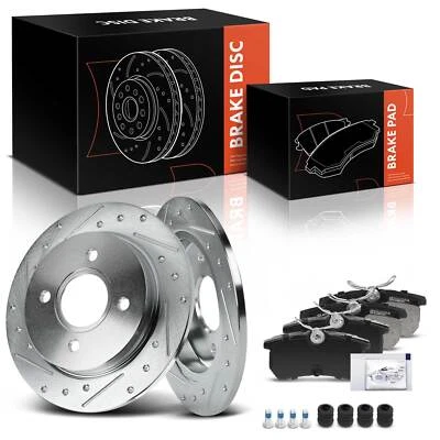 Rotores de freno traseros perforados y pastillas de freno de cerámica para Ford Focus 2001-2007 Fiesta Foto 1 de 4