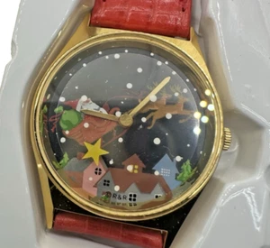 Valdawn Navidad Santa Trineo Rojo Vintage Hebilla Banda Reloj Analógico Necesita Bateo - Imagen 1 de 5
