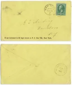 1883 New York Station F to Wurtsborough DPO spelling 1830-1886 Sullivan County - Picture 1 of 1