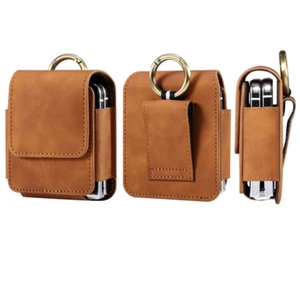 Vegan Leather Vertical Pouch w/ Belt Loop Metal Clip for Samsung Z Flip 5/4/3 - Imagen 1 de 20