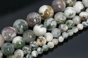 Natural Green White Moss Agate Beads Round Loose Beads 4/6/8/10MM - Picture 1 of 11