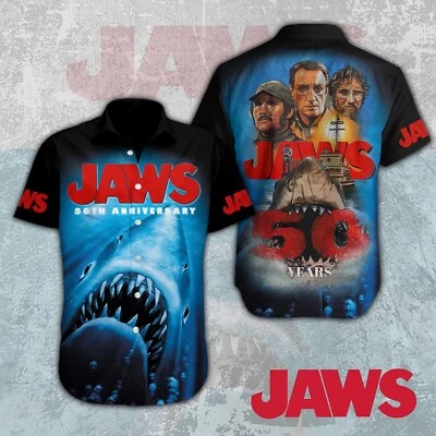 Jaws Short Sleeve Dress hawaiian shirt - Image 1 of 2