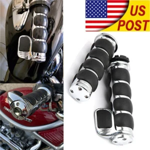 1" Motorcycle Chrome Black Hand Grips Handlebar for Harley Yamaha Honda Kawasaki - Picture 1 of 12