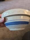Antique Yellow Ware Pottery Triple Blue Striped Mixing Bowl 6” Round  19th Cent