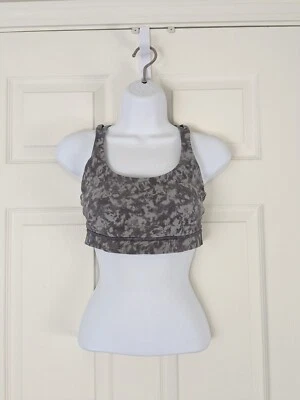 Lululemon Energy Bra Gray Tie Dye Sports Bra Women's Size 6 Cross Strap  - Image 1 of 4