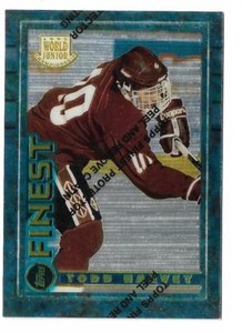 TODD HARVEY ROOKIE 1994-95 TOPPS FINEST # 160 WORLD JUNIOR CHAMPIONSHIPS !!  A81