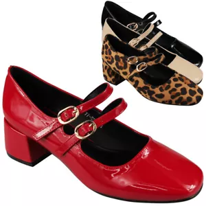 Zapatos de Baile Damas Mary Jane Cómodos Puntera Cuadrada Hebilla Informales Inteligentes Mujeres Tallas - Imagen 1 de 13